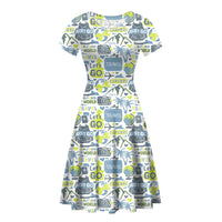 Thumbnail for Motivational Travel Badges Designed Women Midi Dress