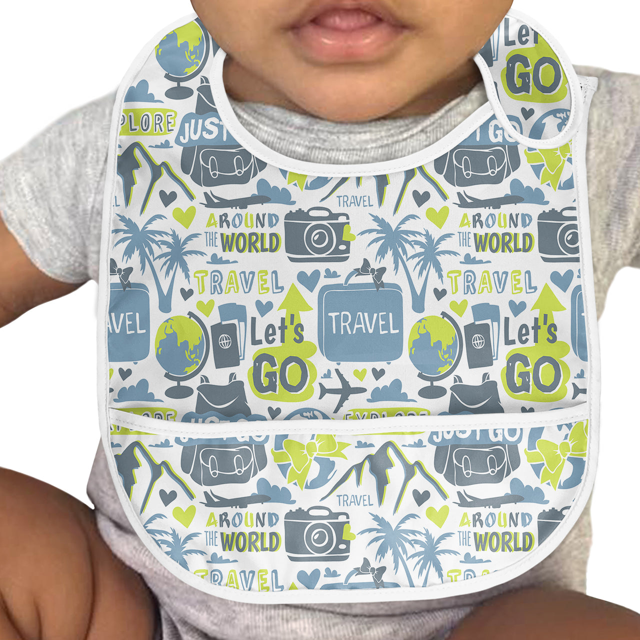 Motivational Travel Badges Designed Baby Bib