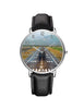 Mountain View and & Runway Leather Strap Watches Aviation Shop Silver & Black Leather Strap 