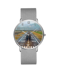 Thumbnail for Mountain View and & Runway Stainless Steel Strap Watches Aviation Shop Silver & Silver Stainless Steel Strap 