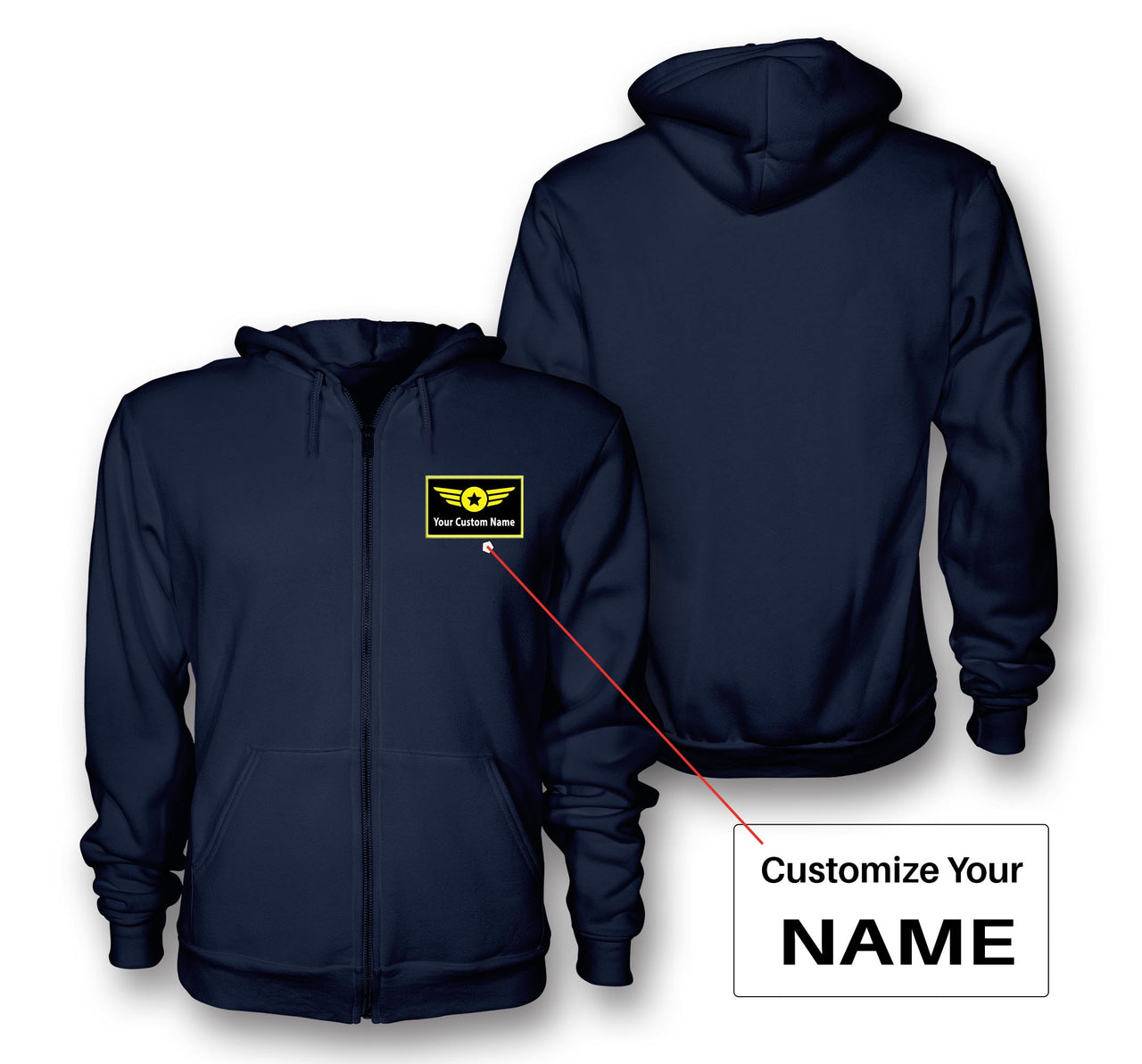 Custom Name with "Special Badge" Designed Zipped Hoodies