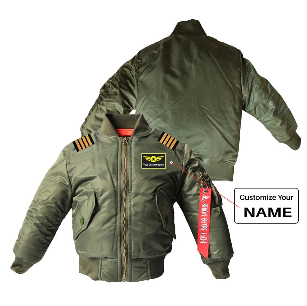 Custom Name with "Special Badge" & Epaulettes Children Bomber Jackets