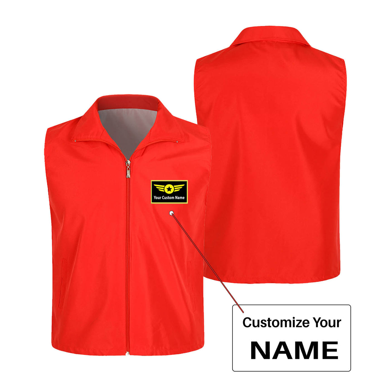 Custom Name (Special Badge) Designed Thin Style Vests