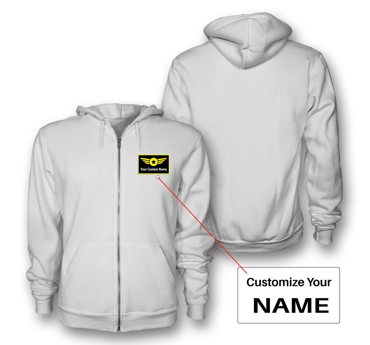 Custom Name with "Special Badge" Designed Zipped Hoodies