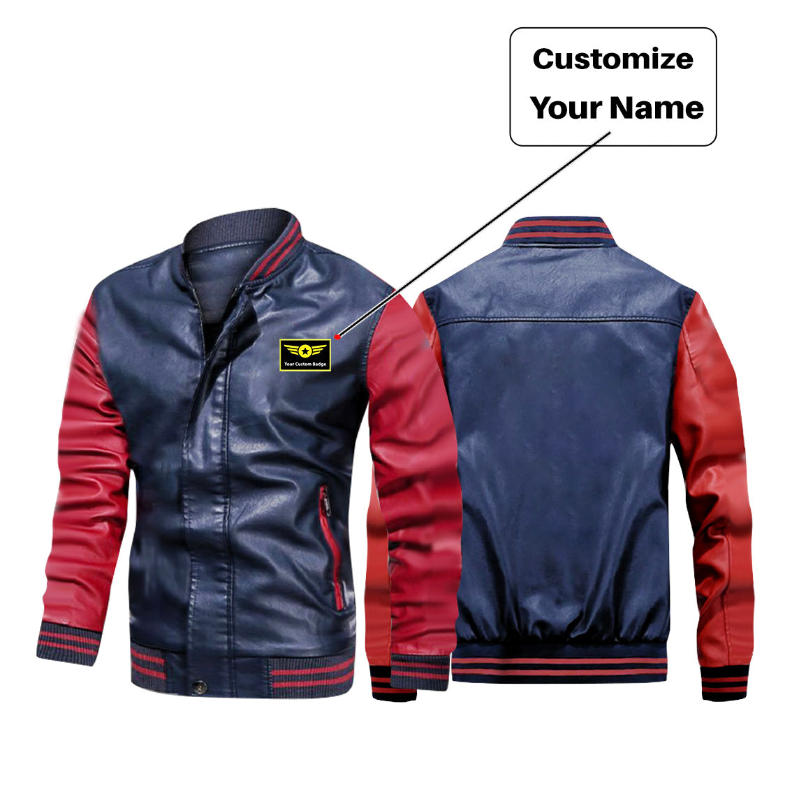 Custom Name Stylish Leather Bomber Jackets