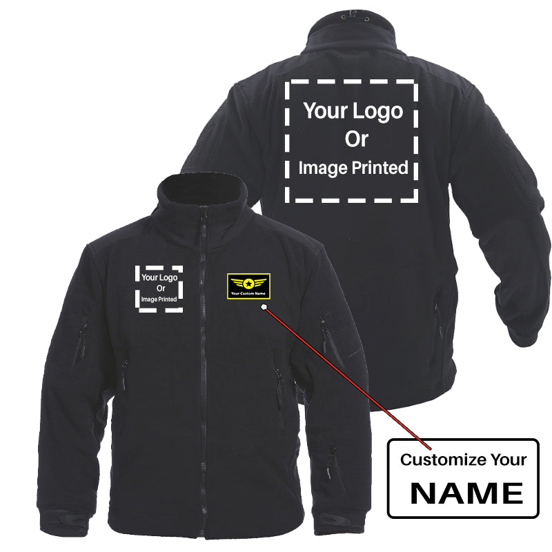 Custom Name & 2 LOGOS Fleece Military Jackets