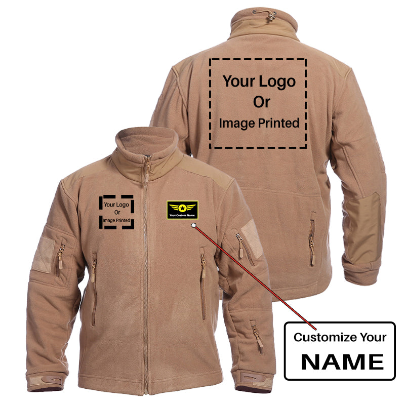 Custom Name & 2 LOGOS Fleece Military Jackets