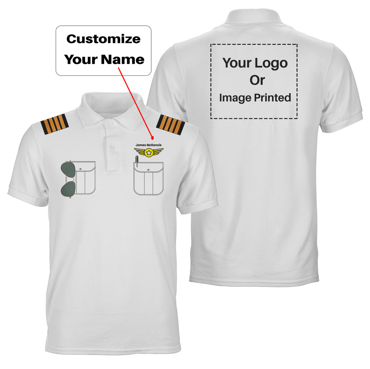Customizable Pilot Uniform + LOGO Designed 3D Polo T-Shirts
