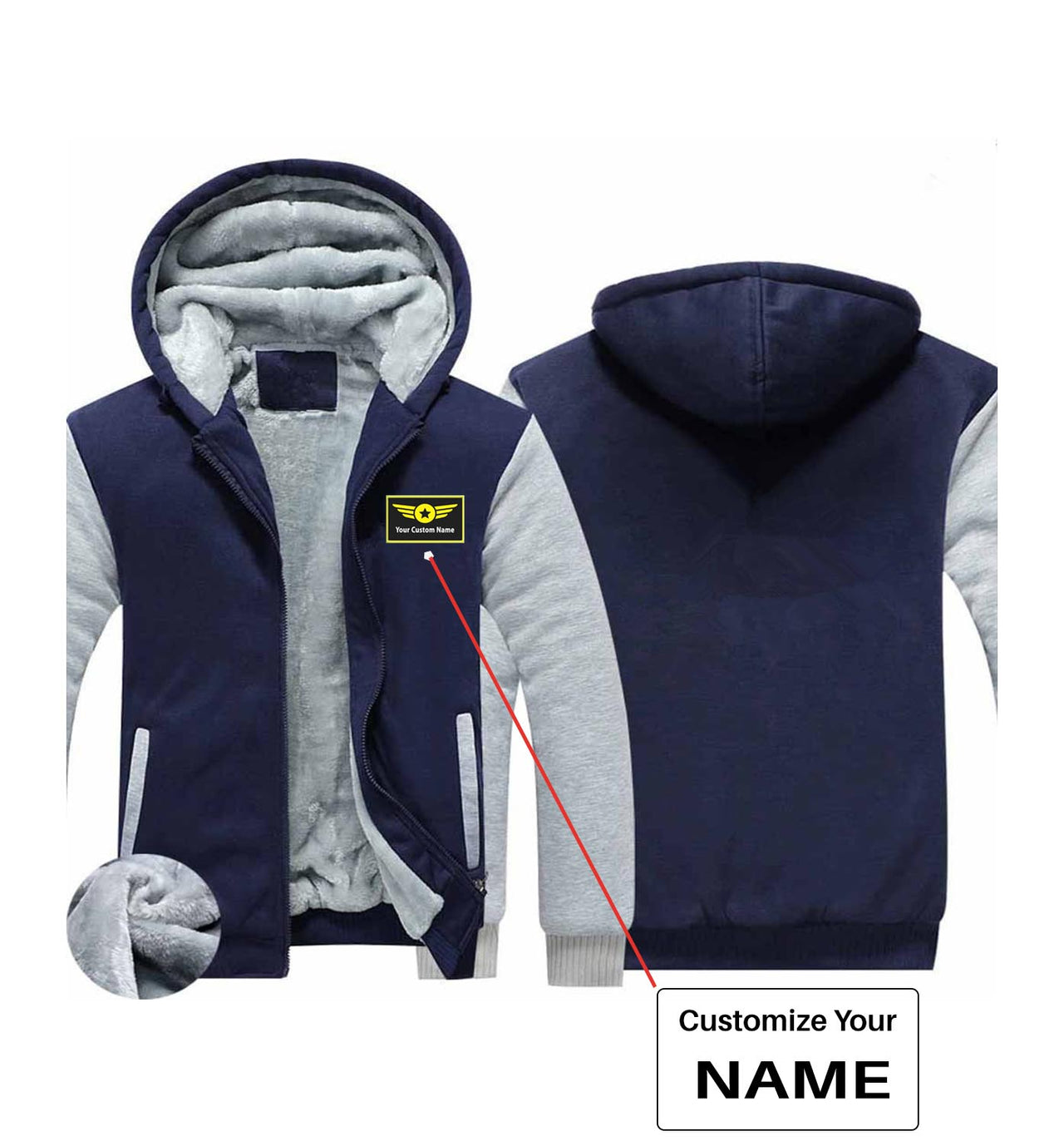 Your Custom Name (Special Badge) Designed Zipped Sweatshirts