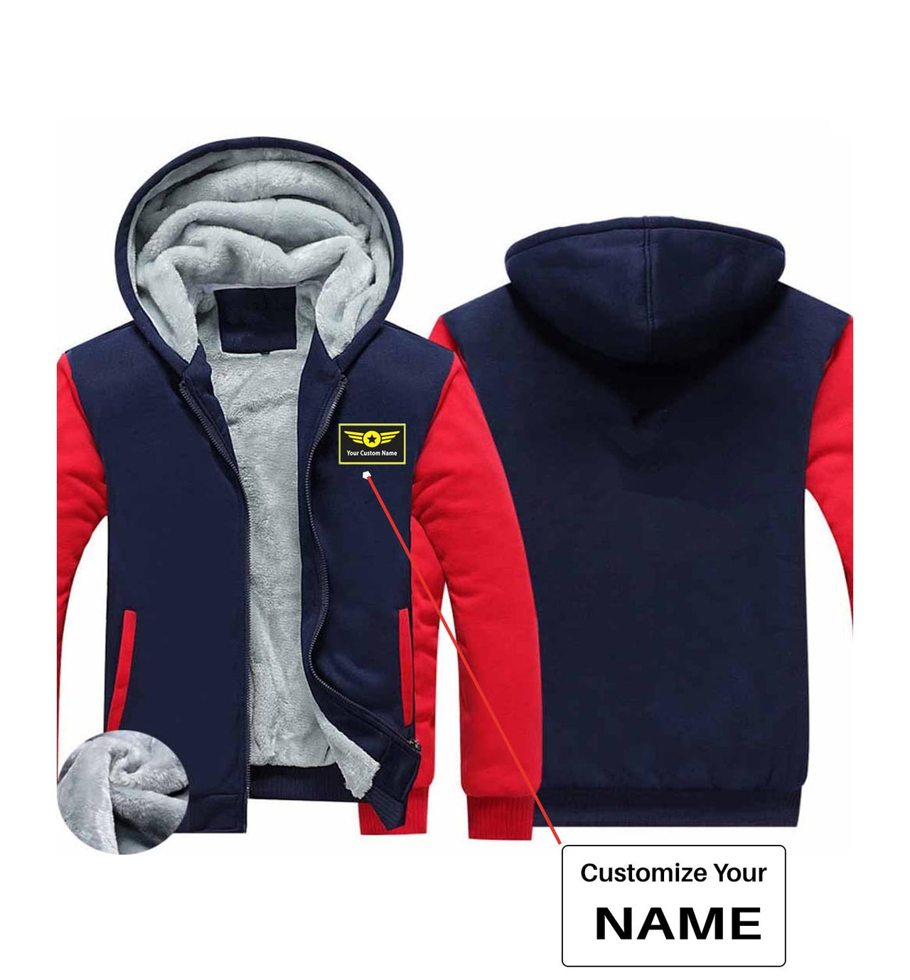 Your Custom Name (Special Badge) Designed Zipped Sweatshirts