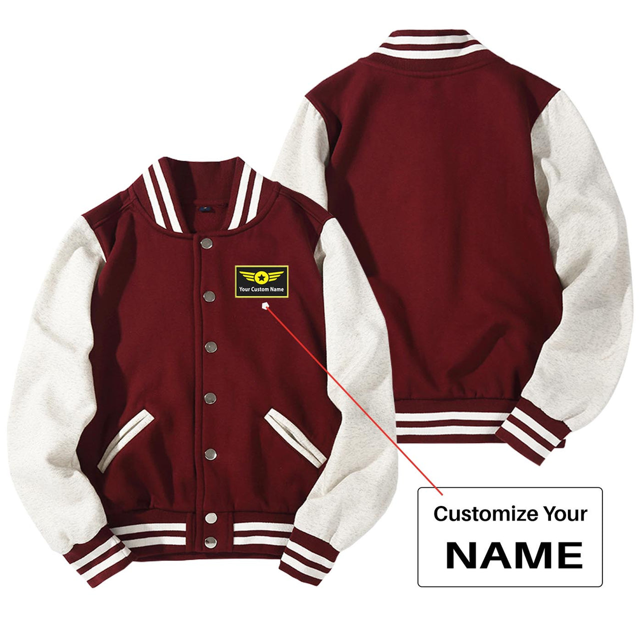 Custom Name with "Special Badge" Designed Baseball Style Jackets
