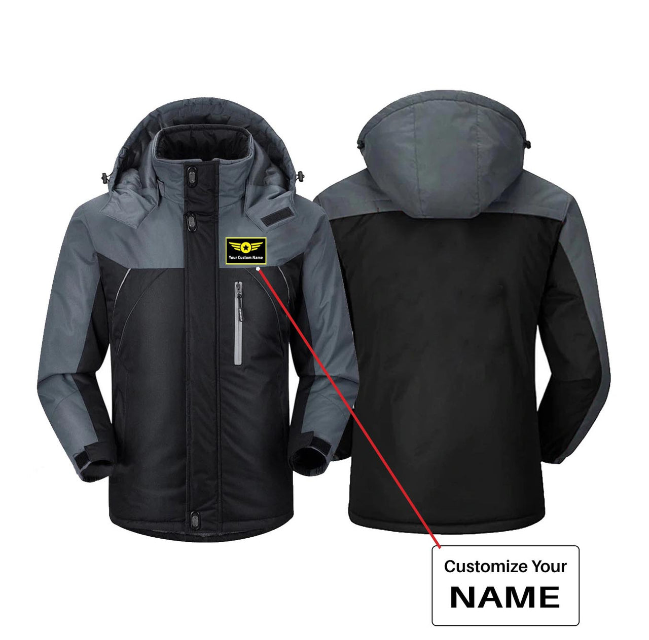 Custom Name with "Special Badge" Designed Thick Winter Jackets
