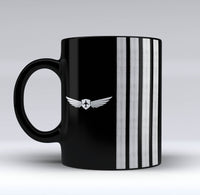 Thumbnail for Badge & Silver Epaulettes (4,3,2 Lines) Designed Black Mugs
