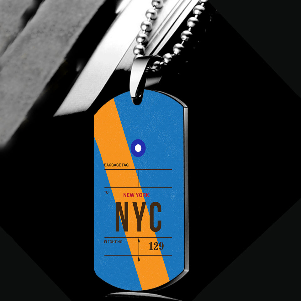 NYC - New York Luggage Tag Designed Metal Necklaces