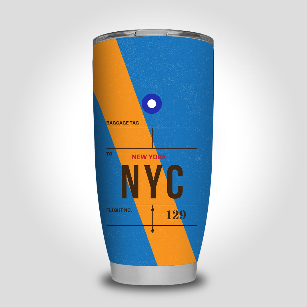 NYC - New York Luggage Tag Designed Tumbler Travel Mugs