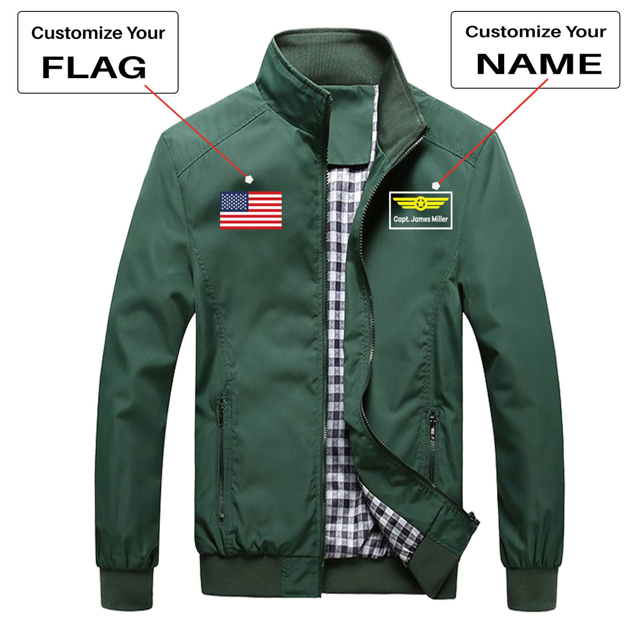 Custom Flag & Name with Badge 1 Designed Stylish Jackets