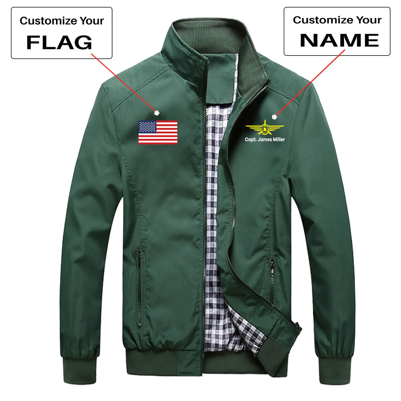 Custom Flag & Name with Badge 3 Designed Stylish Jackets