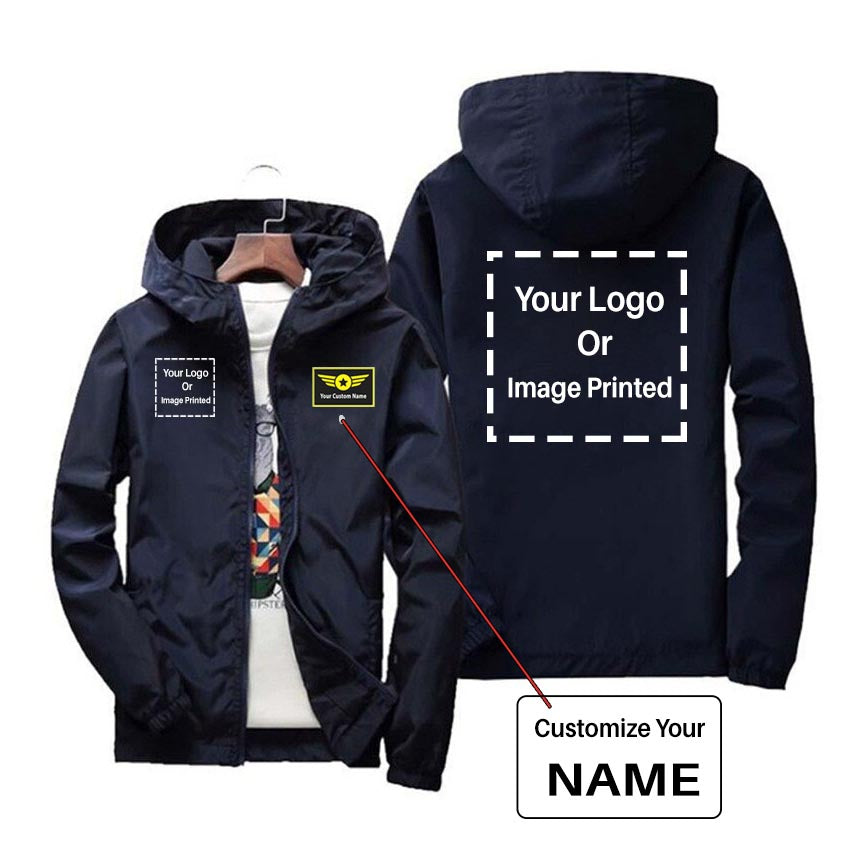 Copy of Custom Name & 2 LOGOS Designed Windbreaker Jackets