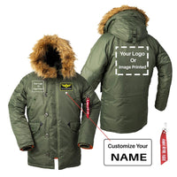 Thumbnail for Custom Name & 2 LOGOS Designed Parka Bomber Jackets