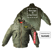 Thumbnail for Custom Name & 2 LOGOS Designed Children Bomber Jackets