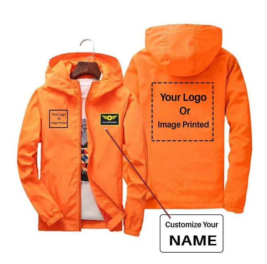 Copy of Custom Name & 2 LOGOS Designed Windbreaker Jackets
