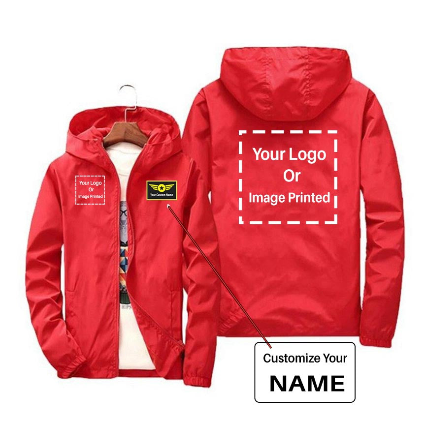 Copy of Custom Name & 2 LOGOS Designed Windbreaker Jackets