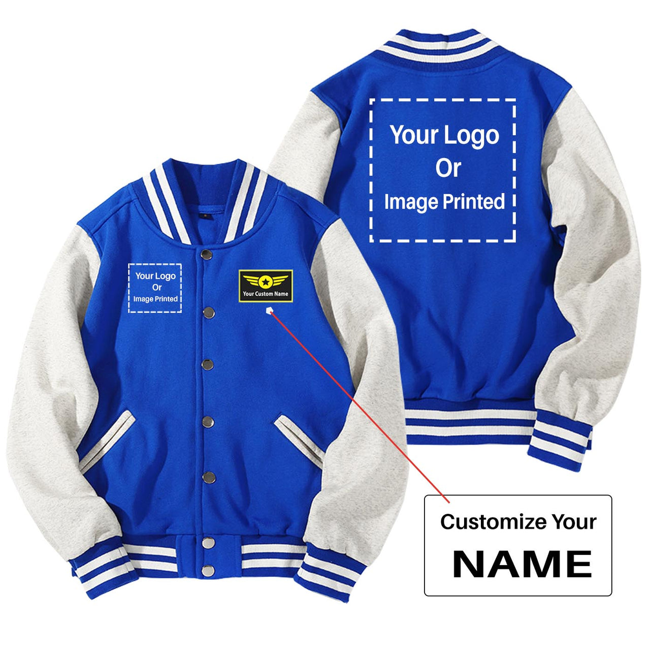 Custom Name & Double LOGO Designed Baseball Style Jackets