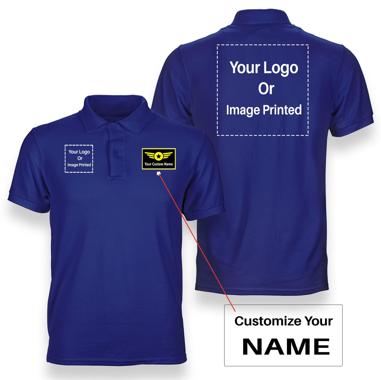Custom Name & Double Logo Designed Polo T-Shirts
