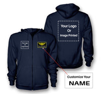 Thumbnail for Custom Name & Double LOGO Designed Zipped Hoodies