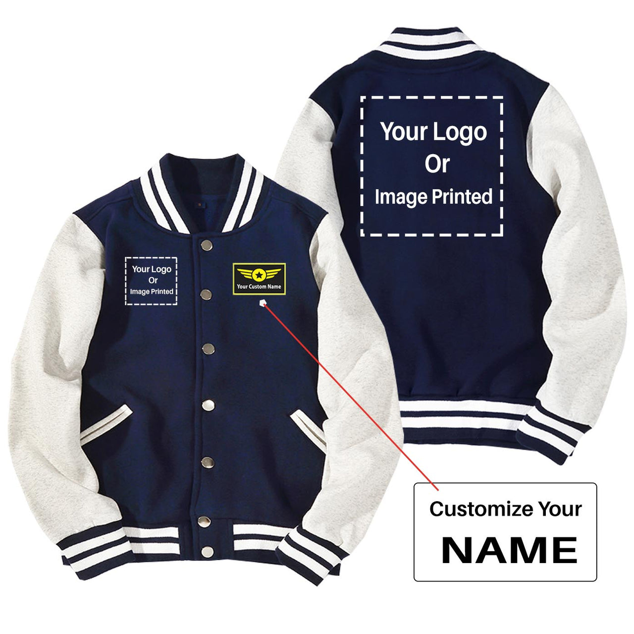 Custom Name & Double LOGO Designed Baseball Style Jackets