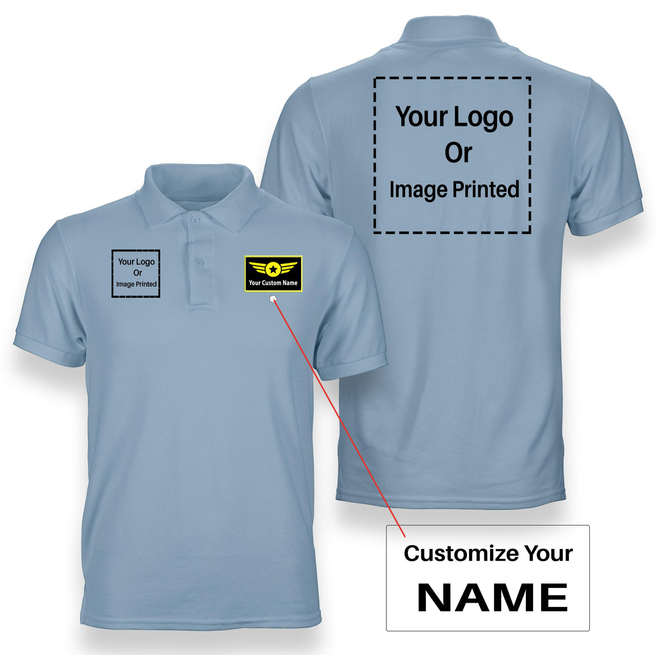 Custom Name & Double Logo Designed Polo T-Shirts