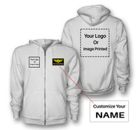 Thumbnail for Custom Name & Double LOGO Designed Zipped Hoodies