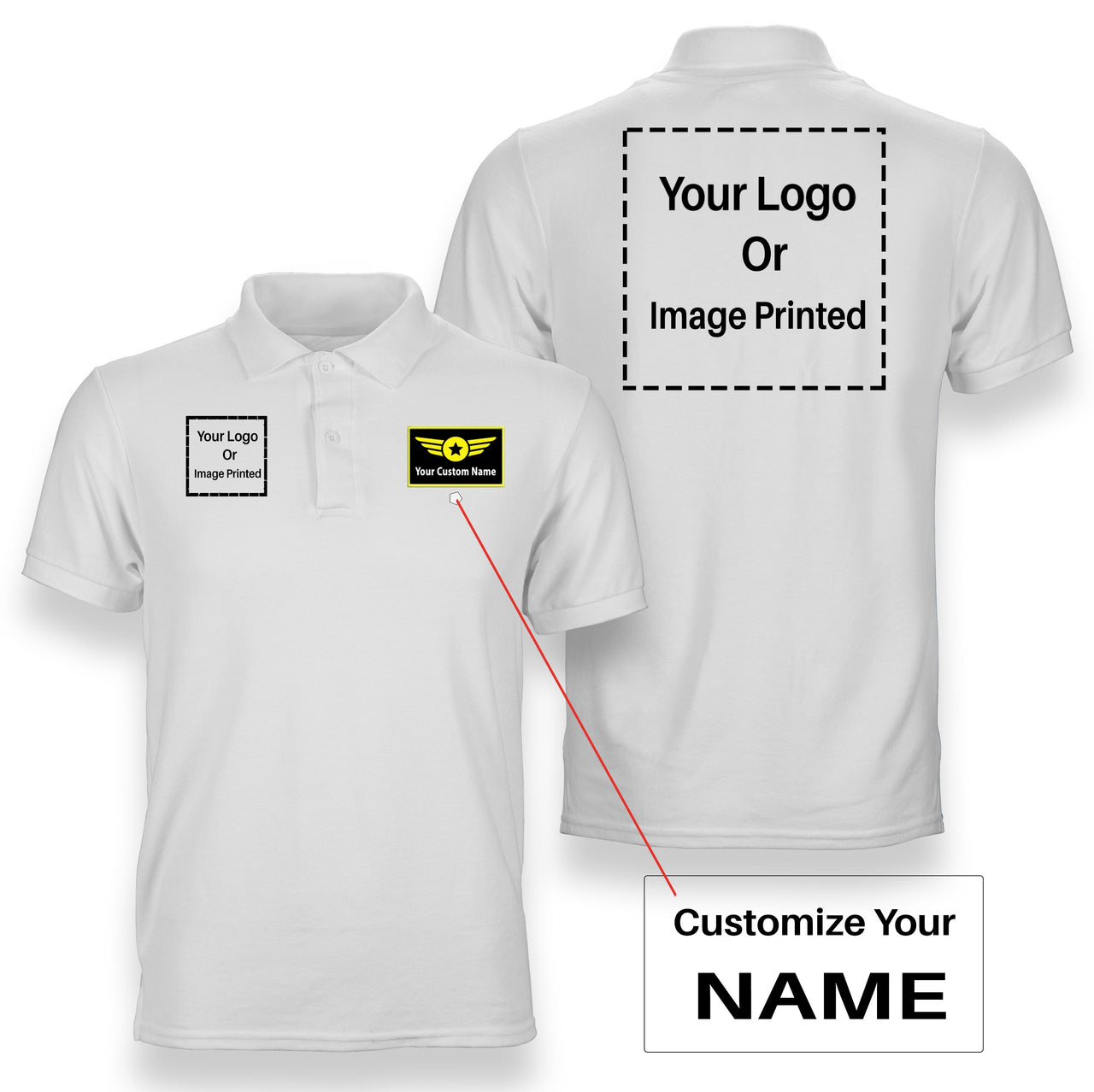 Custom Name & Double Logo Designed Polo T-Shirts