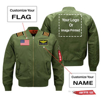 Thumbnail for Custom Flag & Name & LOGO & EPAULETTES Designed Pilot Jackets
