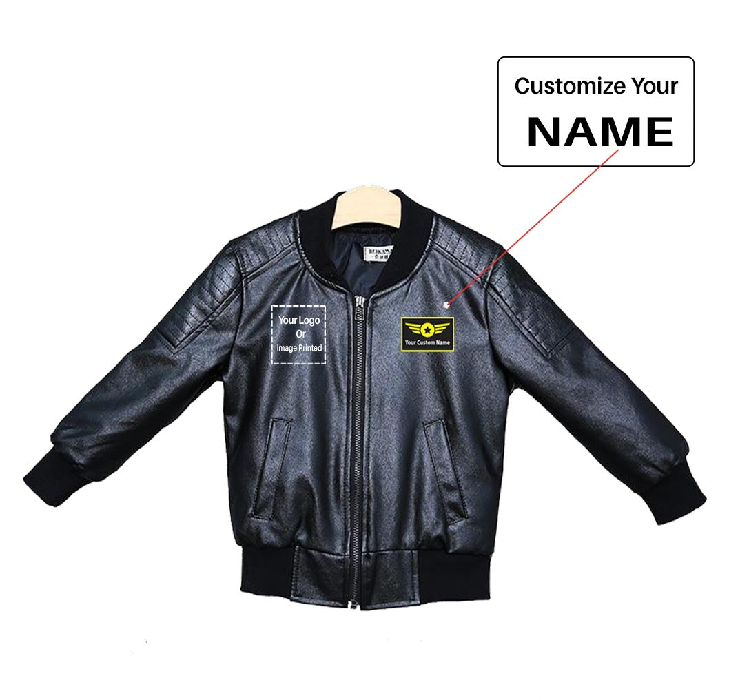 Custom Name & LOGO Designed Children Leather Jackets