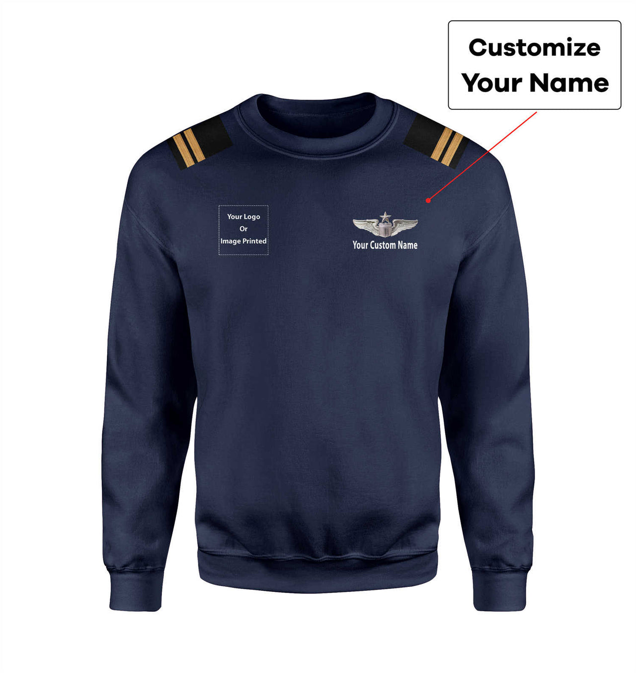 Custom Name &  LOGO & EPAULETTES (US Air Force & Star) Designed 3D Sweatshirts