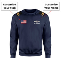 Thumbnail for Custom Flag & Name with EPAULETTES (US Air Force & Star) Designed 3D Sweatshirts