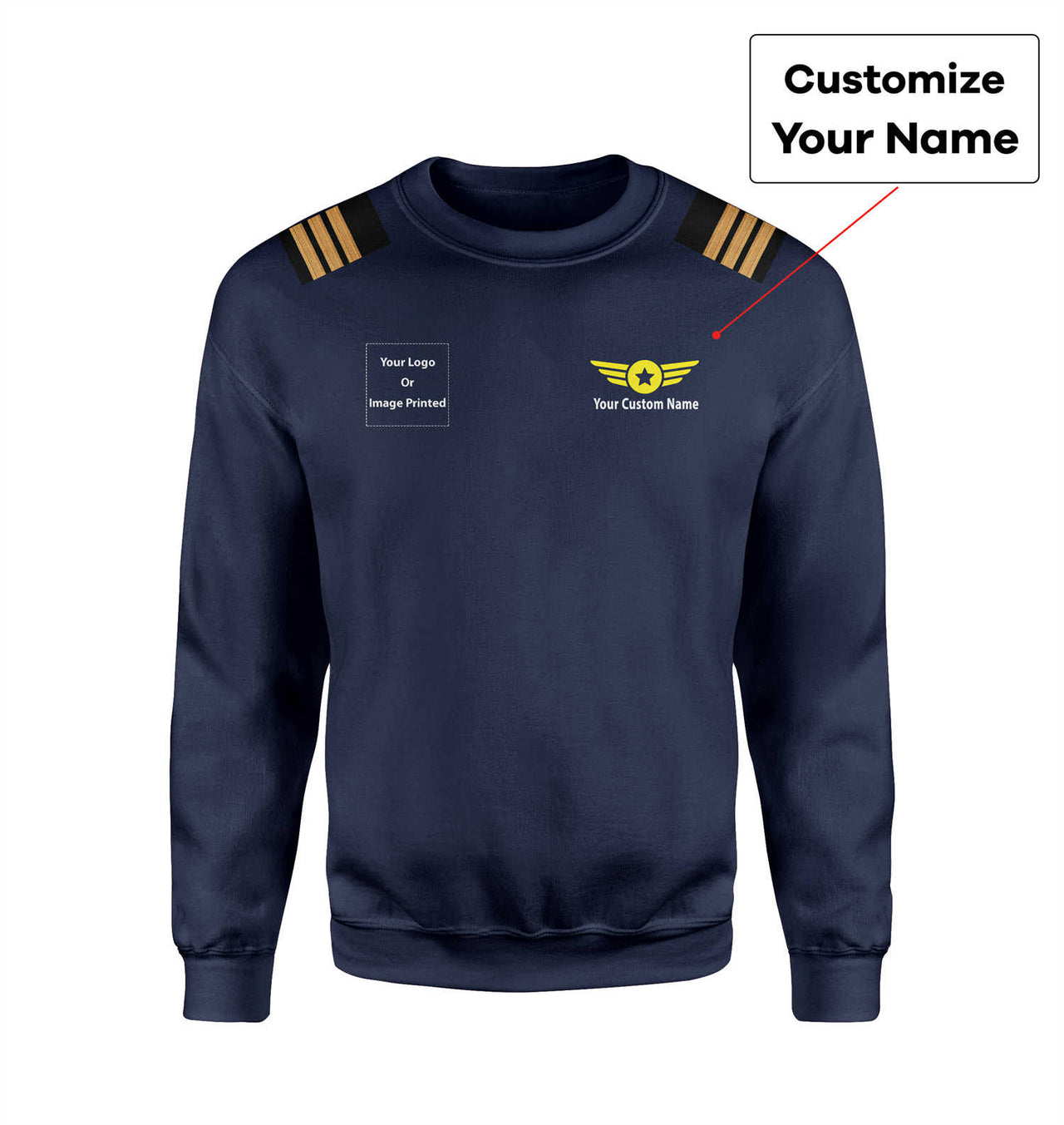 Custom Name &  LOGO & EPAULETTES (Badge 4) Designed 3D Sweatshirts