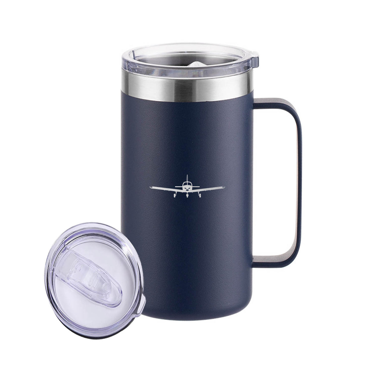 Piper PA28 Silhouette Plane Designed Stainless Steel Beer Mugs