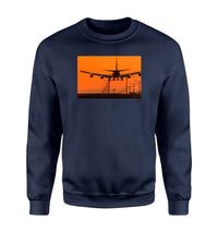 Thumbnail for Close up to Boeing 747 Landing at Sunset Designed Sweatshirts