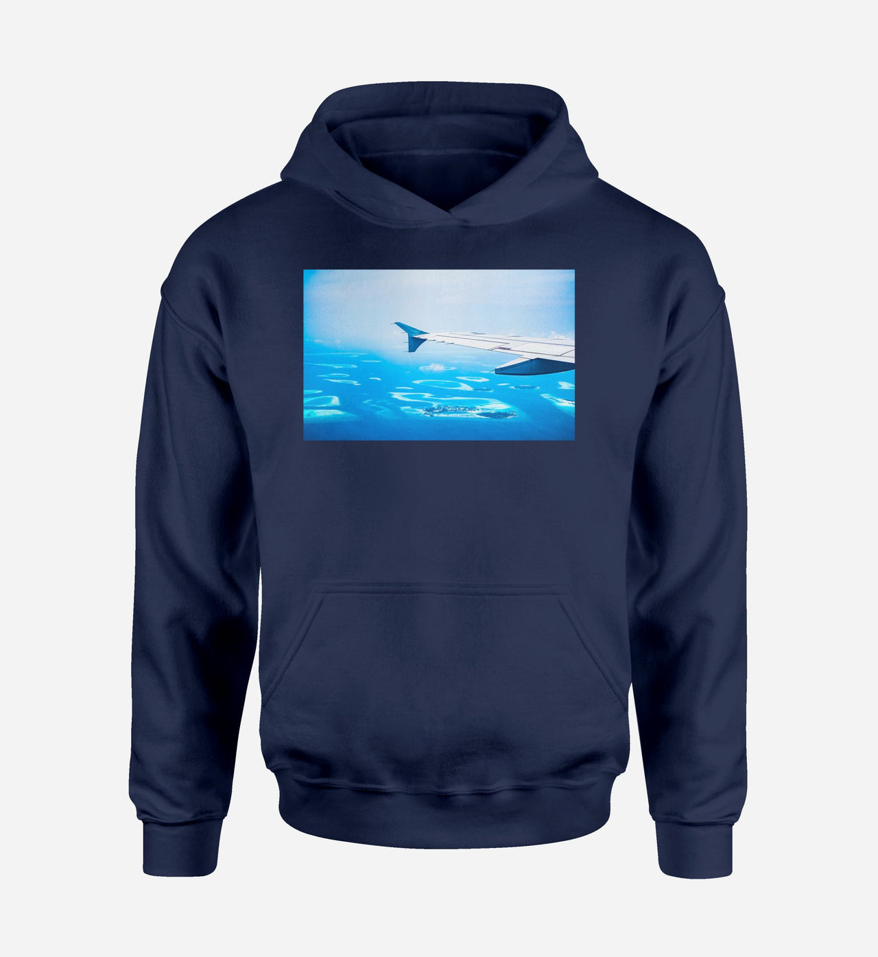Outstanding View Through Airplane Wing Designed Hoodies