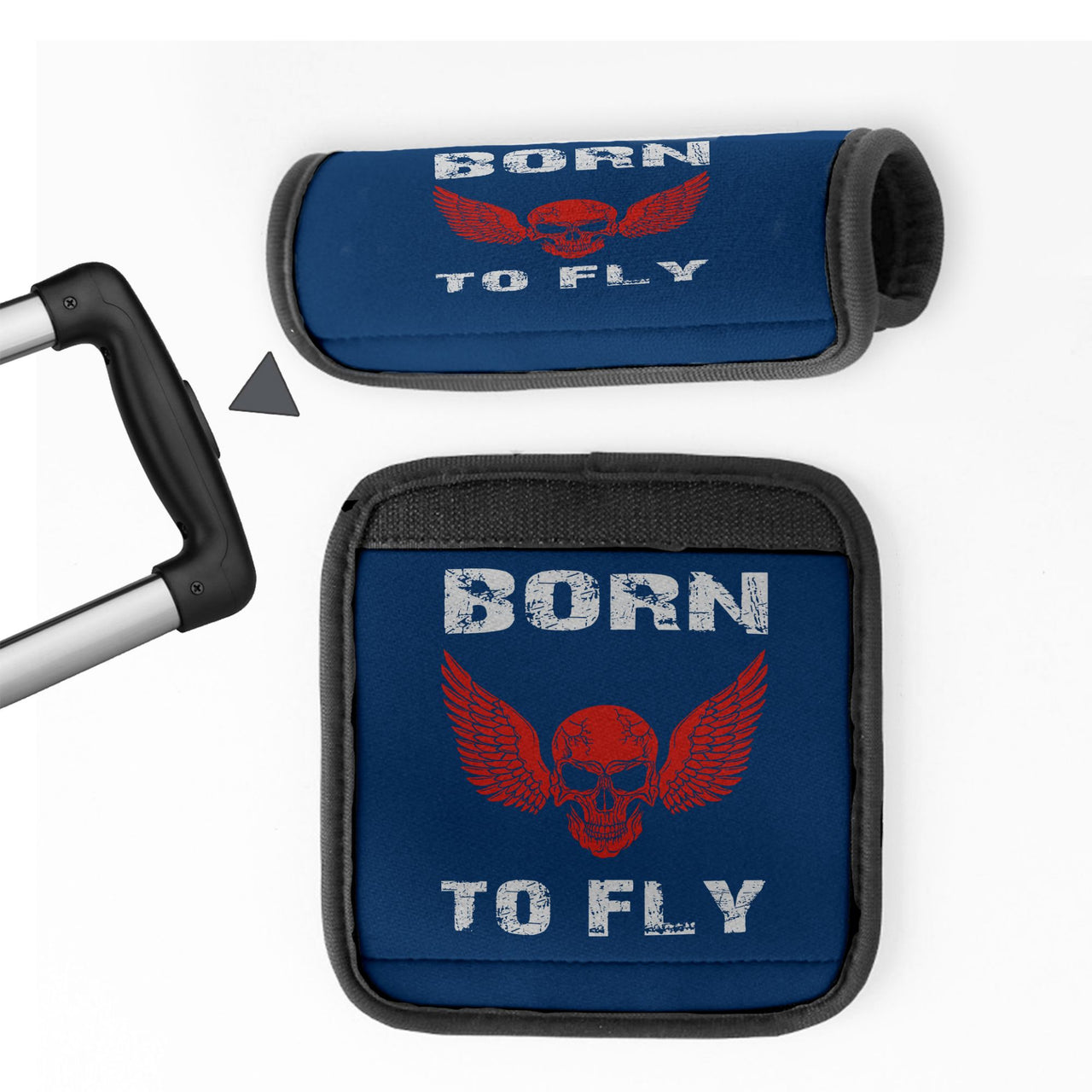 Born To Fly SKELETON Designed Neoprene Luggage Handle Covers