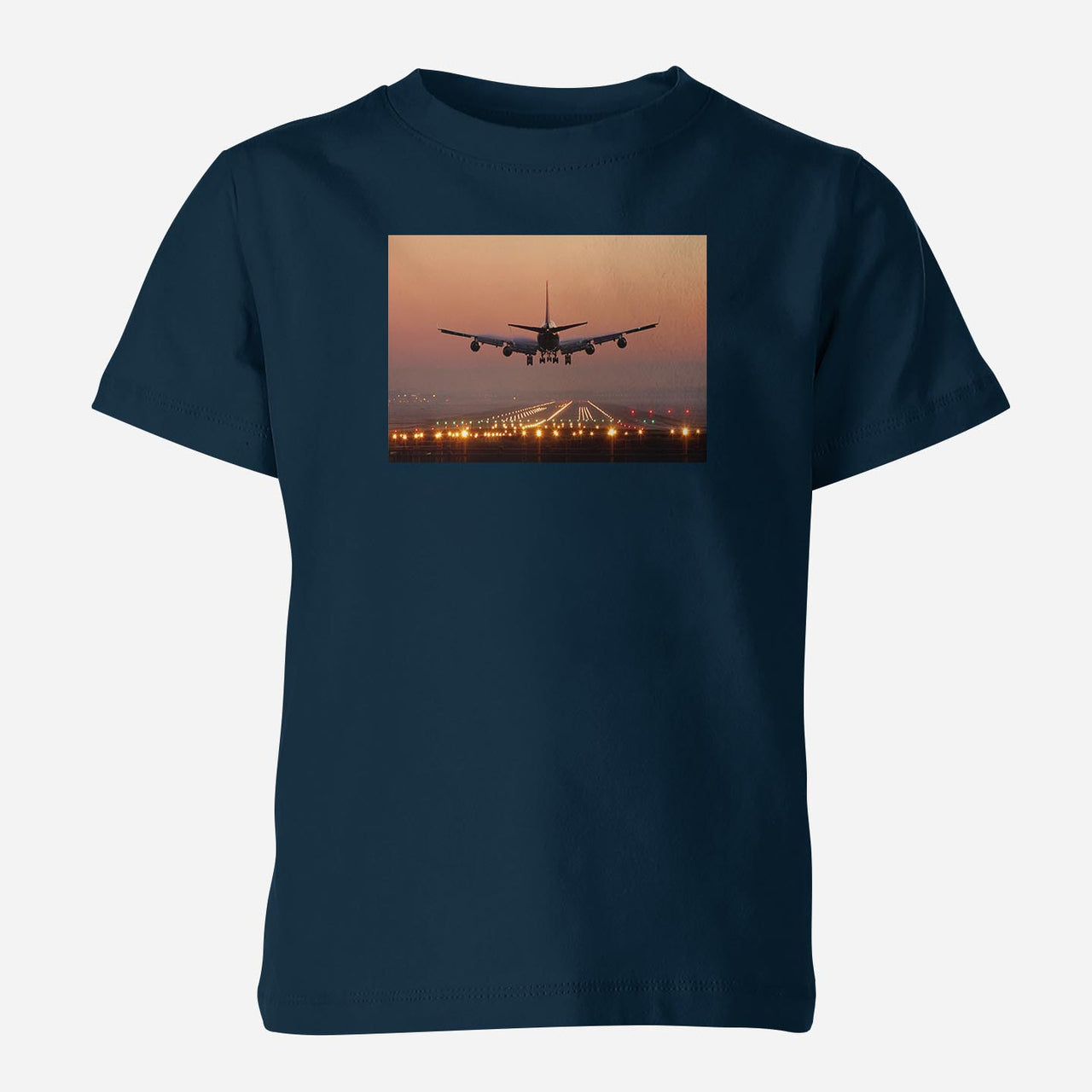 Landing Boeing 747 During Sunset Designed Children T-Shirts