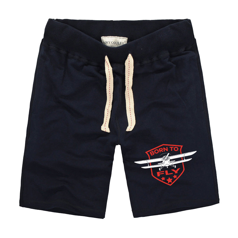 Super Born To Fly Designed Cotton Shorts