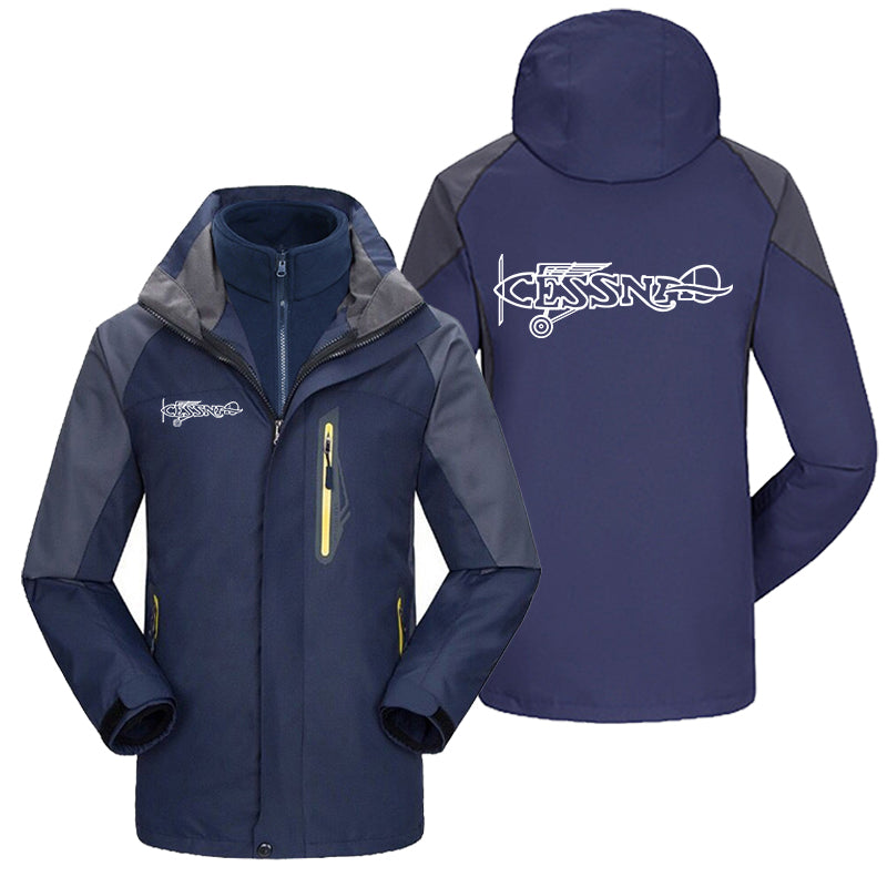 Special Cessna Text Designed Thick Skiing Jackets