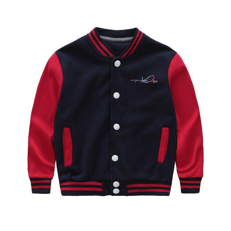 Multicolor Airplane Designed "CHILDREN" Baseball Jackets