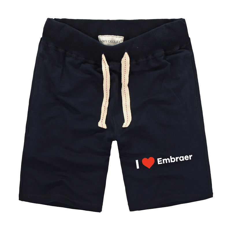 I Love Embraer Designed Cotton Shorts