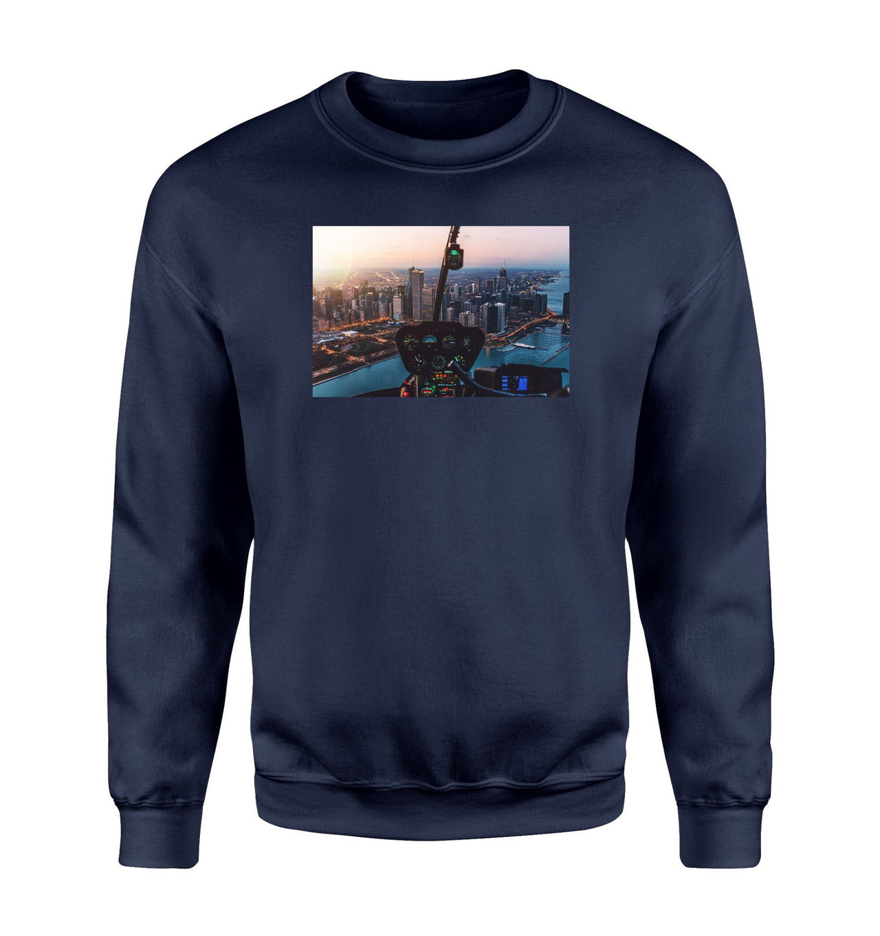 Amazing City View from Helicopter Cockpit Designed Sweatshirts