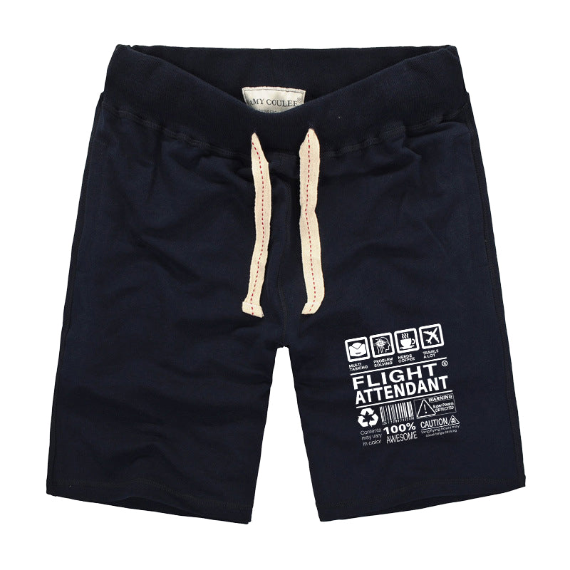 Flight Attendant Label Designed Cotton Shorts