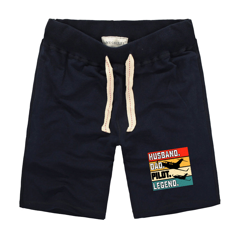 Husband & Dad & Pilot & Legend Designed Cotton Shorts